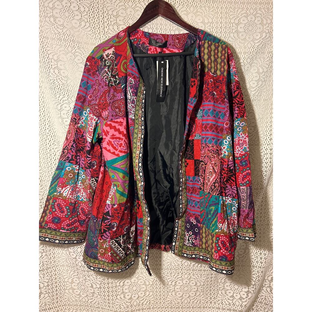 O-nelue Multi-color Jacket/Blazer Women’s 4XL, boho, Cultural Hippie